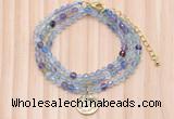 GMN7461 4mm faceted round fluorite beaded necklace with constellation charm