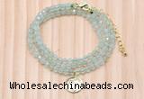 GMN7462 4mm faceted round prehnite beaded necklace with constellation charm