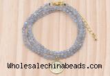GMN7555 4mm faceted round tiny labradorite beaded necklace with letter charm