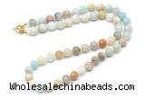GMN7703 18 - 36 inches 8mm, 10mm round amazonite beaded necklaces