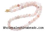 GMN7793 18 - 36 inches 8mm, 10mm round pink quartz beaded necklaces
