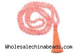 GMN8401 8mm, 10mm cherry quartz 27, 54, 108 beads mala necklace with tassel