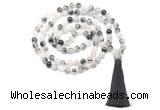 GMN8463 8mm, 10mm black rutilated quartz 27, 54, 108 beads mala necklace with tassel
