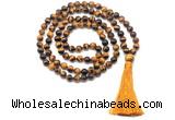 GMN8477 8mm, 10mm yellow tiger eye 27, 54, 108 beads mala necklace with tassel