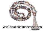 GMN8506 8mm, 10mm Botswana agate 27, 54, 108 beads mala necklace with tassel