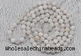 GMN904 Hand-knotted 8mm, 10mm matte white crazy agate 108 beads mala necklaces