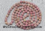 GMN913 Hand-knotted 8mm, 10mm matte pink fossil jasper 108 beads mala necklaces