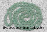 GMN922 Hand-knotted 8mm, 10mm matte green aventurine 108 beads mala necklaces