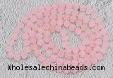 GMN929 Hand-knotted 8mm, 10mm matte rose quartz 108 beads mala necklaces