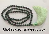 GNBS45 Hand-knotted 8mm imitation ruby zoisite 108 beads mala necklace with tassel
