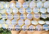 HABS15 15 inches 12mm faceted hexagon white opalite beads wholesale