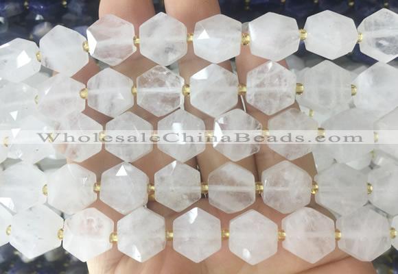 HABS16 15 inches 12mm faceted hexagon Angola crystal quartz beads wholesale