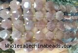HABS17 15 inches 12mm faceted hexagon rose quartz beads wholesale