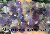 HABS18 15 inches 12mm faceted hexagon amethyst beads wholesale