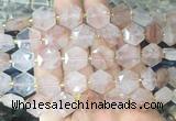 HABS19 15 inches 12mm faceted hexagon red gum flower beads wholesale