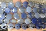 HABS21 15 inches 12mm faceted hexagon blue aventurine beads wholesale