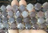 HABS23 15 inches 12mm faceted hexagon purple aventurine beads wholesale