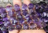 HGBS115 15 inches 12mm faceted heart amethyst beads wholesale