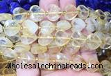 HGBS118 15 inches 12mm faceted heart citrine beads wholesale