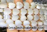 HGBS129 15 inches 12mm faceted heart blue chalcedony beads wholesale