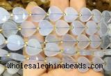 HGBS130 15 inches 12mm faceted heart blue chalcedony beads wholesale