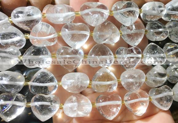 HGBS135 15 inches 15mm heart White crystal beads wholesale
