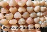 HGBS138 15 inches 15mm heart Moonstone beads wholesale
