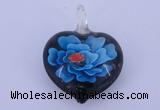 LP05 15*28*40mm heart inner flower lampwork glass pendants