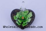 LP19 18*32*39mm heart inner flower lampwork glass pendants