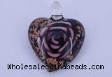 LP23 14*34*45mm heart inner flower lampwork glass pendants