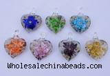 LP32 15*30*40mm heart inner flower lampwork glass pendants