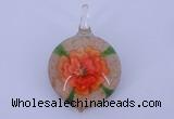 LP34 14*32*48mm heart inner flower lampwork glass pendants