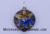 LP37 13*30*43mm heart inner flower lampwork glass pendants