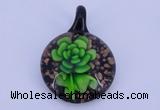 LP51 13*33*45mm flat round inner flower lampwork glass pendants