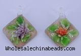 LP56 12*38*48mm diamond inner flower lampwork glass pendants