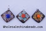 LP57 12*36*46mm diamond inner flower lampwork glass pendants