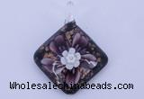 LP58 12*38*48mm diamond inner flower lampwork glass pendants