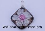 LP60 12*38*48mm diamond inner flower lampwork glass pendants