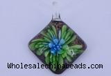 LP63 12*39*50mm diamond inner flower lampwork glass pendants
