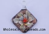 LP67 12*38*48mm diamond inner flower lampwork glass pendants