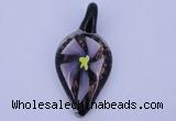 LP81 11*27*57mm leaf inner flower lampwork glass pendants