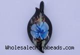 LP84 13*26*58mm leaf inner flower lampwork glass pendants