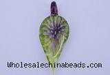 LP89 11*26*65mm leaf inner flower lampwork glass pendants
