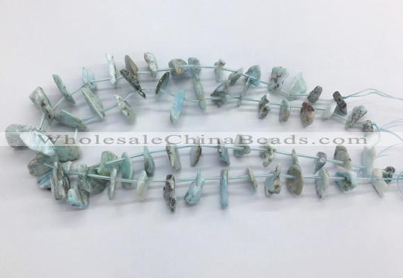 LRBS01 Top drilled 10*14mm - 15*25mm freeform larimar gemstone beads