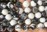 LSBS12 15 inches 16mm faceted round black & white jasper beads wholesale