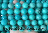 LSBS180 15 inches 16mm faceted round green howlite turquoise beads wholesale