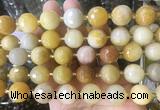 LSBS213 15 inches 16mm faceted round yellow jade beads wholesale