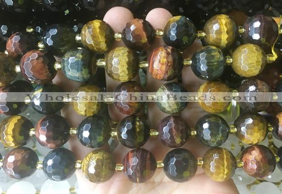 LSBS215 15 inches 16mm faceted round colorful tiger eye beads wholesale
