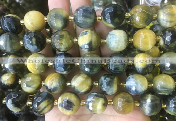 LSBS216 15 inches 16mm faceted round golden blue tiger eye beads wholesale