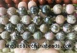LSBS218 15 inches 16mm faceted round rhodonite beads wholesale